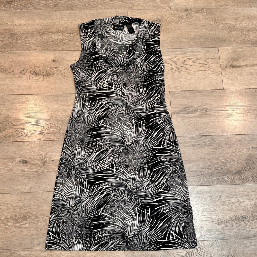 New York & Company Black Sleeveless Cowl Neck Dress Size Medium M